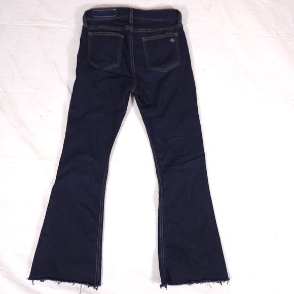 Rag & Bone 10” Inch Crop Flare Jeans Womens Size 25 Raw Hems Retro Denim Pants - Picture 2 of 16